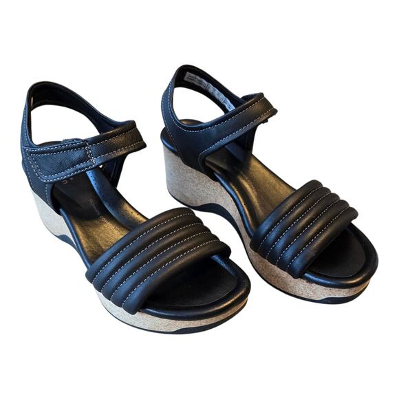 Clarks Shoes - Clarks Collection Womens Chelseah Gem Angle Strap Wedge Sandal Size 7M Black